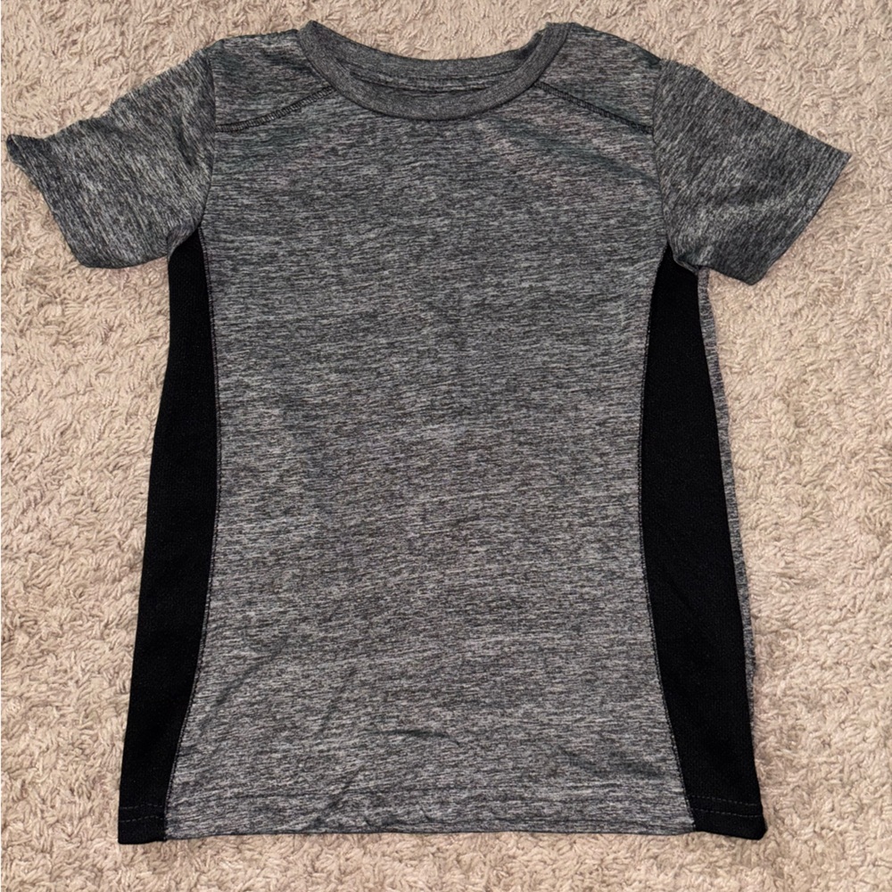 Gray and Black Short Sleeve dry wick athletic shirt